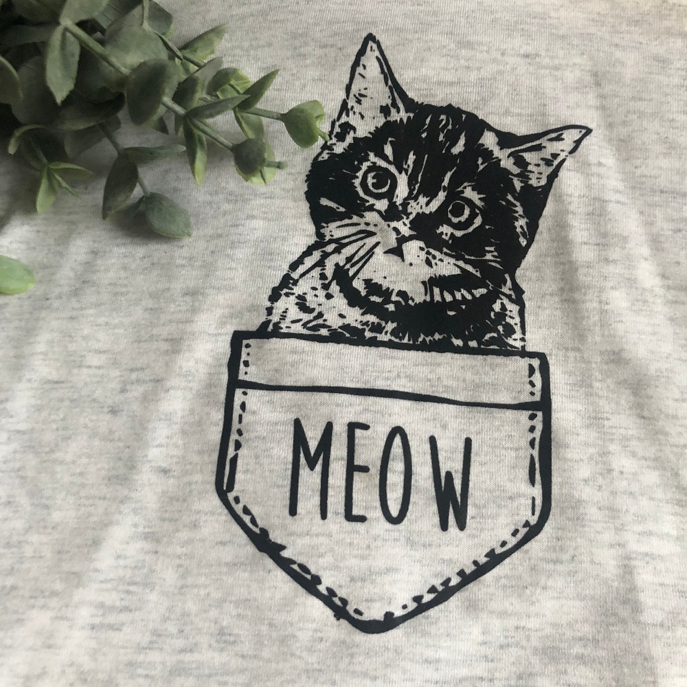 Gray Racerback Cat Meow Tank Top
